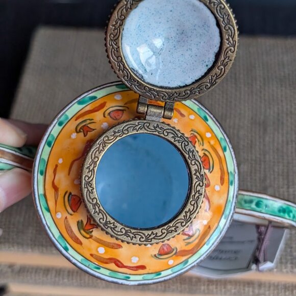 Kelvin Chen Jumping Frogs on Pond Enameled Miniature Teapot with Hinged Lid - Picture 7 of 10